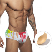 Men's Low-waist Print Swim Briefs Colorful Swimsuit with Push-up pad