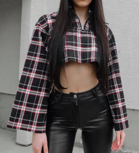 Black + Red Plaid Cropped Blouse