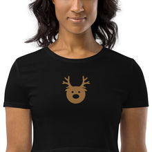 Embroidered Gold Reindeer Organic Crop Top